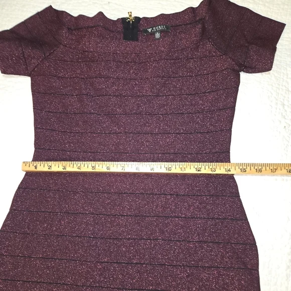 Guess Bodycon Cocktail Dress Cranberry Metallic Size 6 Party Event Date Night - Picture 6 of 9